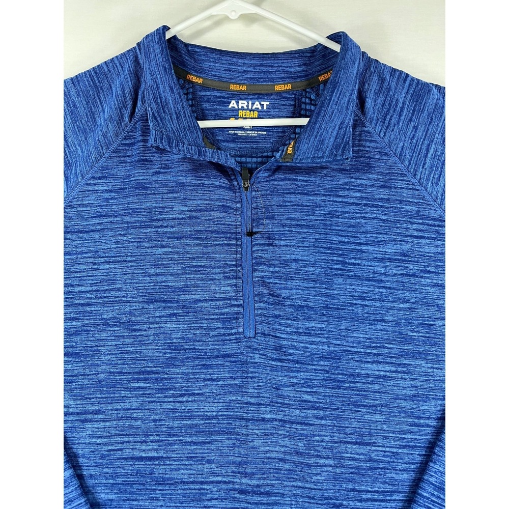 Ariat Rebar Mens XXL Tall Blue Space Dye Quarter Zip Pullover Watch Window NWT